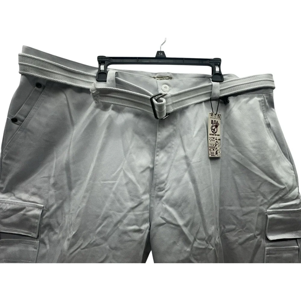NWT BTL Beyond The Limit 46 Mens Baggy Cargo Shorts / Pants White Skater Hip Hop